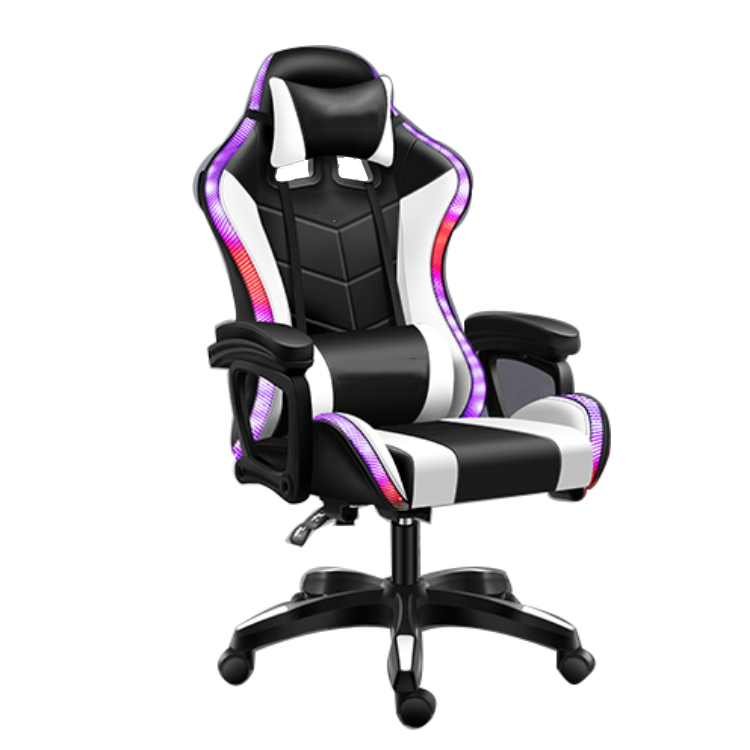 colorful reclining LED RGB gaming chair with shining lights