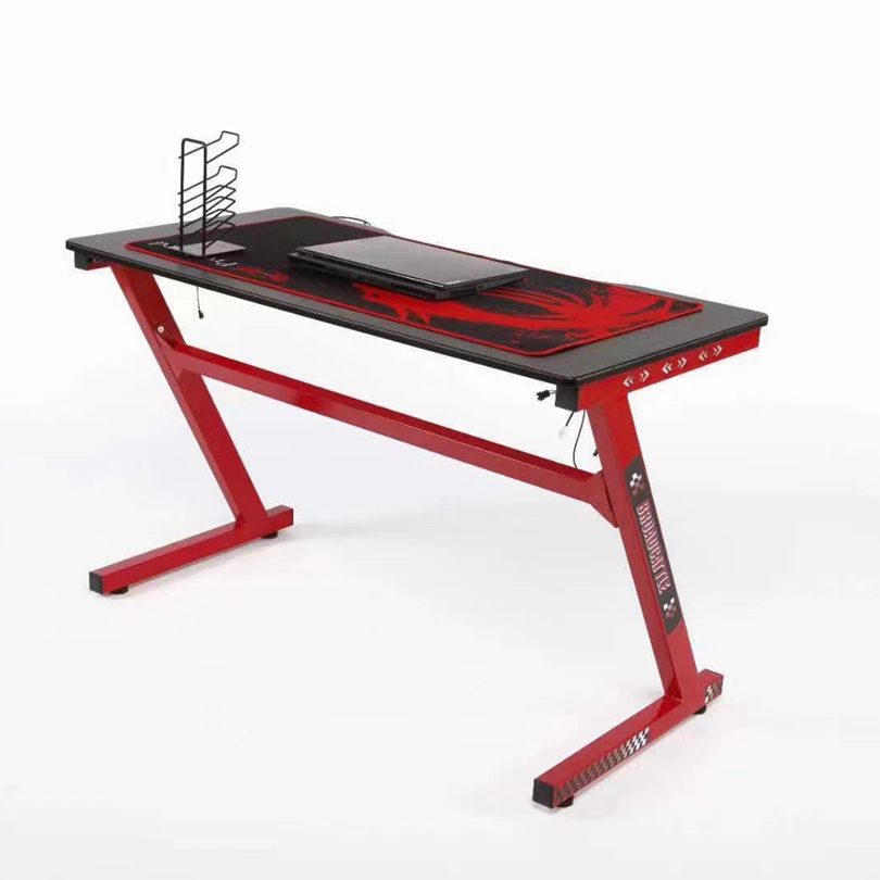custom gaming desk oem Z shape red legs different color gaming desk